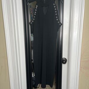 XOXO Black Midi Dress with Grommet Details